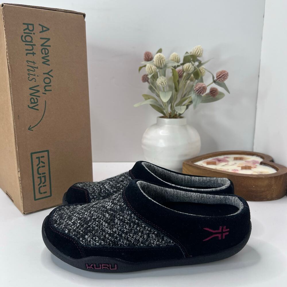 Kuru Draft Slip On Mule Slipper Comfort Charcoal Gray/Jet Black Women 7.5 M